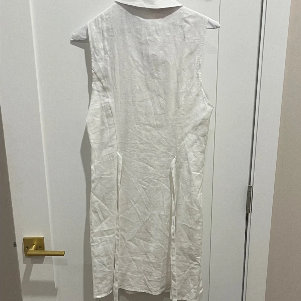 Reformation Aida Linen White Button-Down Mini Dress - Picture 8 of 9